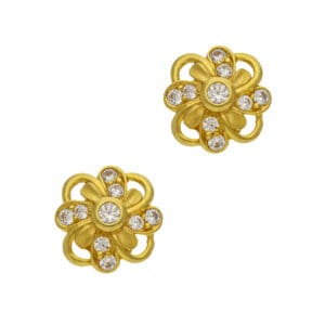 Lovely Floral Design Stud Gold Earrings