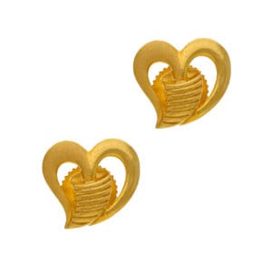 Bloomed Heart Drop Stud Gold Earrings