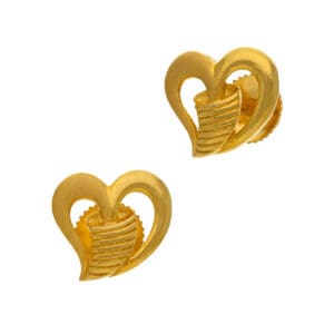 Bloomed Heart Drop Stud Gold Earrings