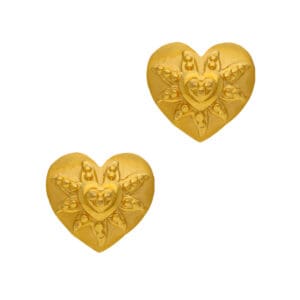 Charming  Hearted Shaped Stud Gold Earrings
