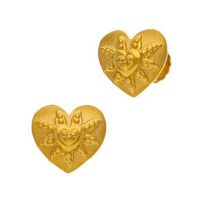 Charming  Hearted Shaped Stud Gold Earrings