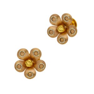 Floral Shaped Design stud Gold Earrings